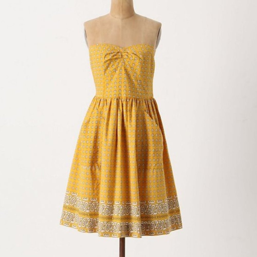Anthropologie Girls From Savoy Yellow Bandana Dress Size 8, Like New